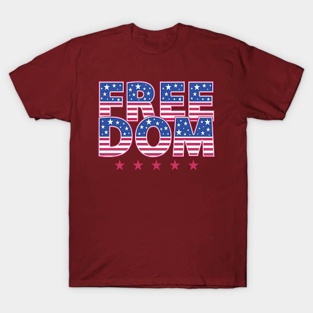 Word Freedom American Flag Colors, T-Shirt by RubyCollection